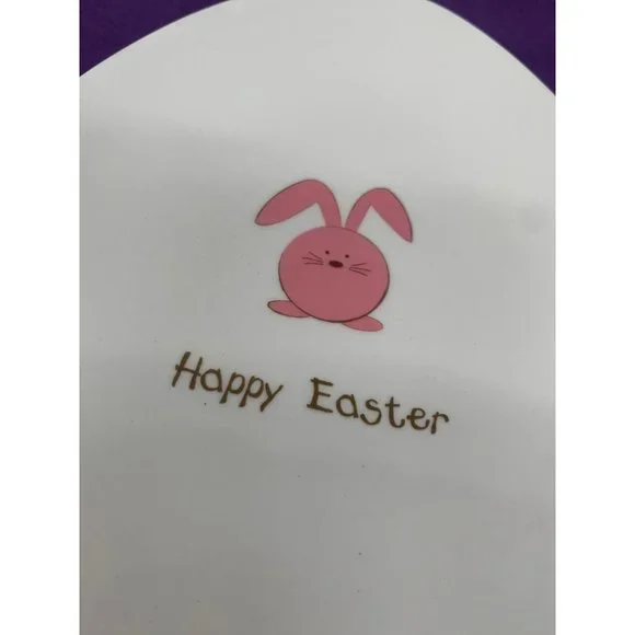 Gotta Get a Gund Happy Easter Egg Dinner Plate Decor Pink Bunny "Happy Easter" - Picture 2 of 6